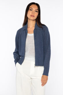 Crop Zip Cardigan - Kinross Cashmere