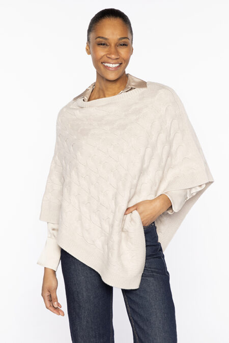 Luxe Cable Poncho - Kinross Cashmere