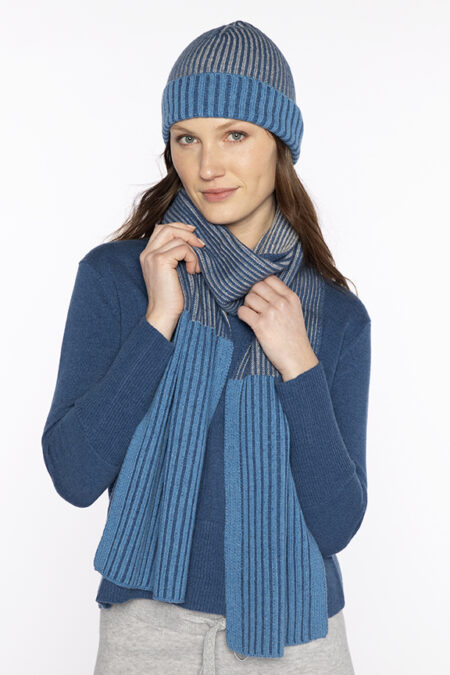 Plaited Rib Colorblock Scarf - Kinross Cashmere