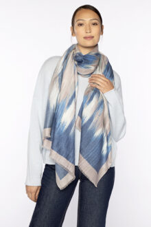 Brushed Ikat Print Scarf - Kinross Cashmere