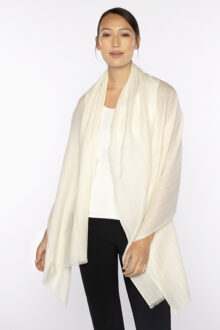 Lurex Herringbone Shawl - Ivory - Kinross Cashmere