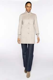 Button Front Knit Trim Coat - Kinross Cashmere