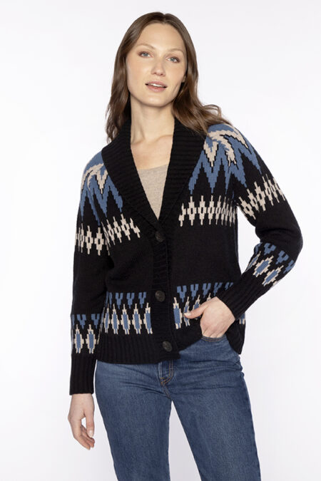 Fairisle Shawl Collar Cardigan - Kinross Cashmere