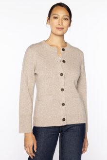 Doubleknit Fitted Crew Cardigan - Kinross Cashmere