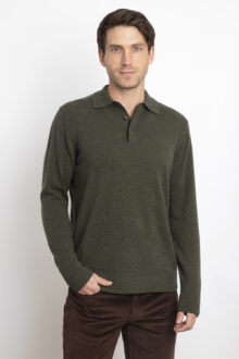 Suede Trim Polo - Kinross Cashmere