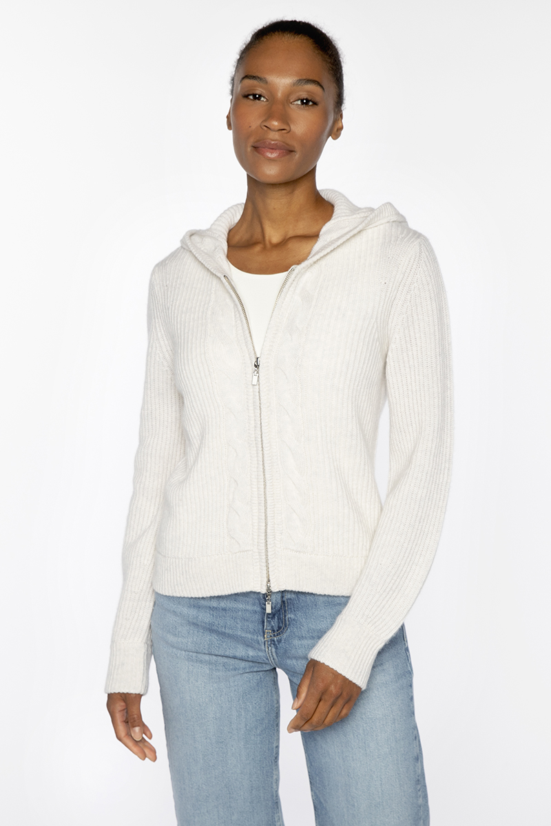 Rib & Cable Zip Hoodie