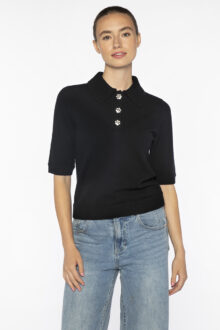 Crystal Button Elbow Slv Polo