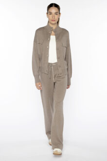 Doubleknit Button Mock Cardigan