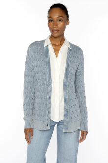 Stonewash Cable Vee Cardigan