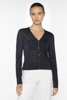 Shimmer Button Front Vee Cardigan