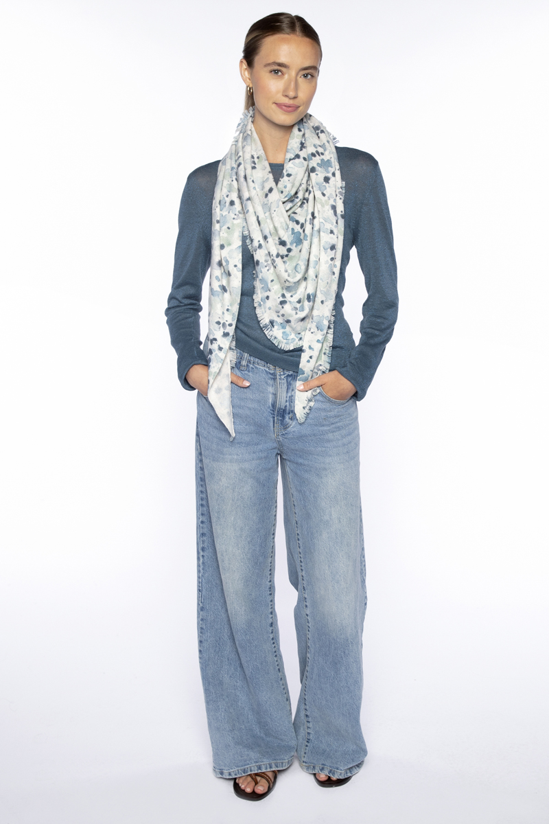 Droplet Print Fringe Triangle Wrap - Kinross Cashmere