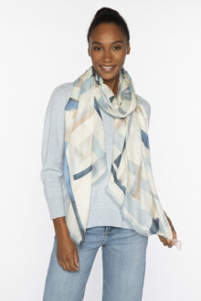 Geo Print Scarf - Skyway - Kinross Cashmere