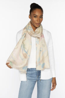 Soft Floral Print Scarf - Pebble