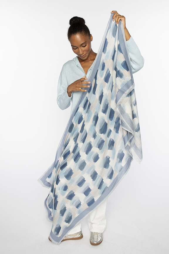 Brushstroke Print Scarf - Ink - Kinross Cashmere