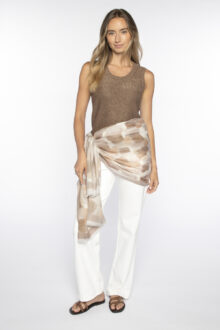 Brushstroke Print Scarf - Straw - Kinross Cashmere
