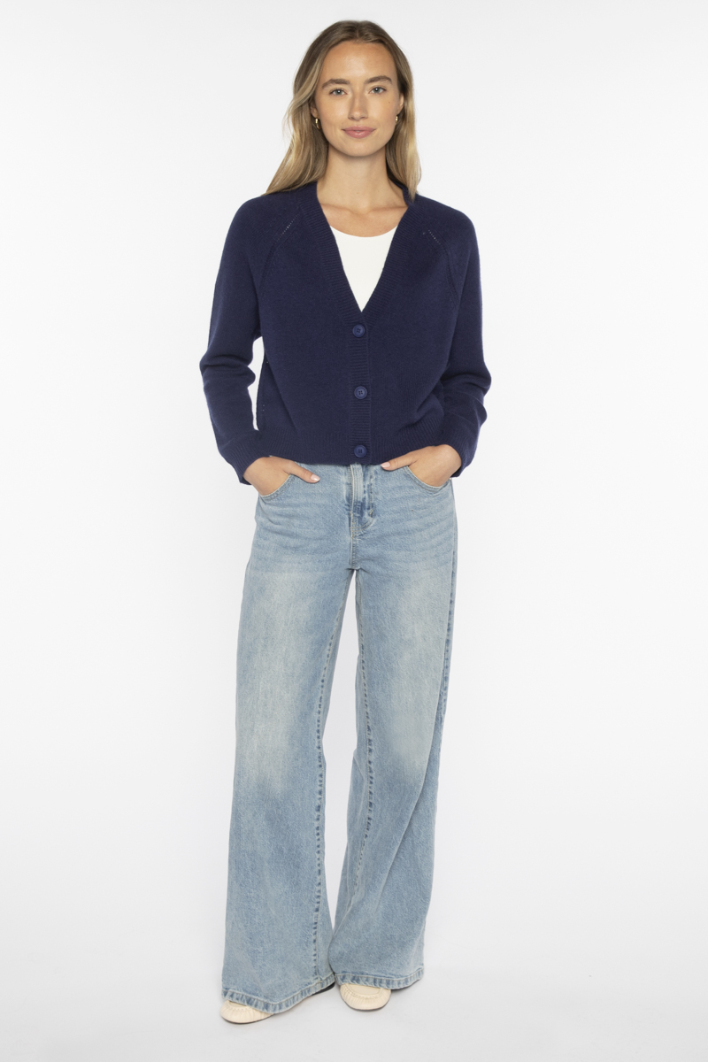 Marled Vee Cardigan - Kinross Cashmere