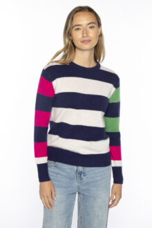 Colorblock Stripe Crew - Kinross Cashmere