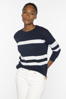 Mesh Stripe Crew - Kinross Cashmere