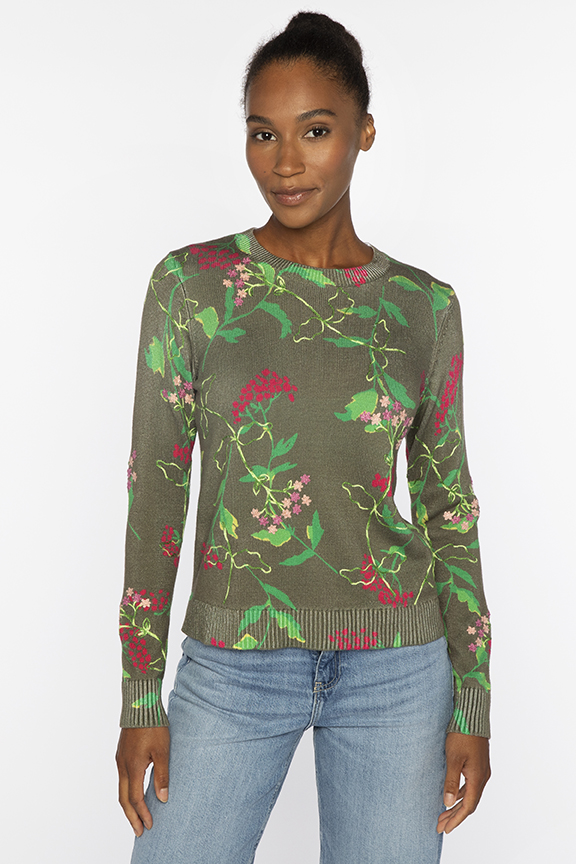 Printed & Embroidered Crew - Kinross Cashmere