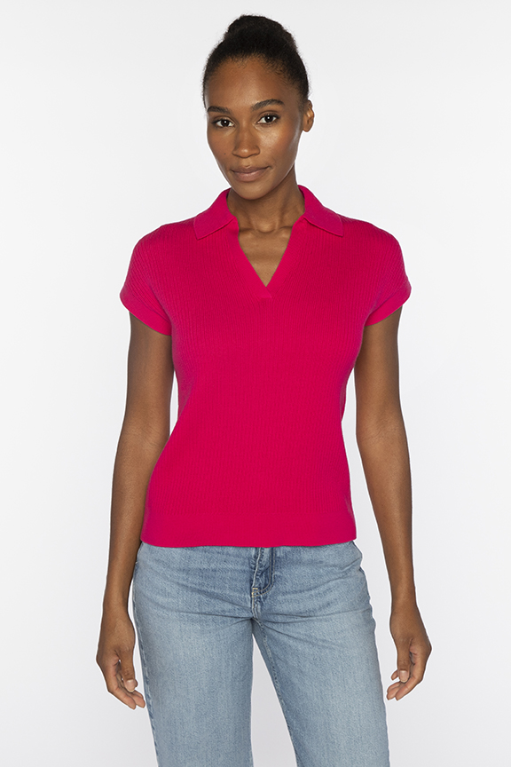 Rib Splitneck Polo - Kinross Cashmere