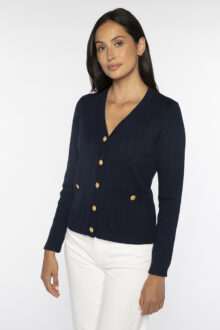 Rib Button Front Vee - Kinross Cashmere