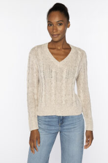 Sequin Cable Vee - Kinross Cashmere