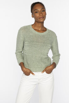 3 Qtr Slv Textured Sequin Crew - Kinross Cashmere