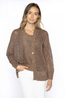 Open Textured Lurex Cardigan - Kinross Cashmere