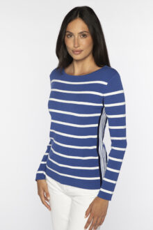 Tipped Rib Stripe Boatneck - Kinross Cashmere
