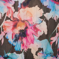 Highland Blooms Print Scarf - Chocolate - Kinross Cashmere