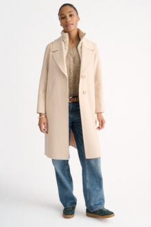 Quilted Insert Notch Collar Coat- Kinross Cashmere