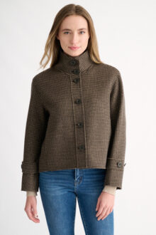 Houndstooth Button Mock Coat - Kinross Cashmere