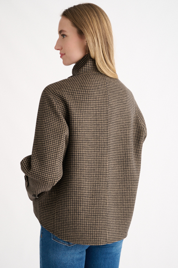 Houndstooth Button Mock Coat - Kinross Cashmere