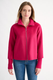 Knit Trim Zip Mock Coat - Kinross Cashmere