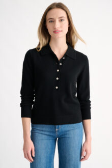 Crystal Button Polo - Kinross Cashmere