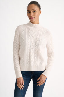 Mixed Cable Mock - Kinross Cashmere