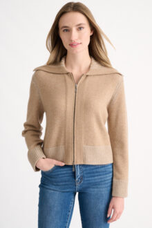 Plaited Zip Cardigan - Kinross Cashmere