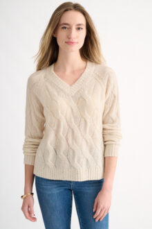 Sequin Cable Vee- Kinross Cashmere