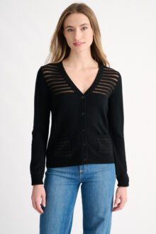 Lurex Stripe Cardigan - Kinross Cashmere