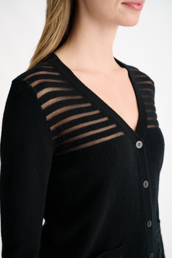 Lurex Stripe Cardigan - Kinross Cashmere