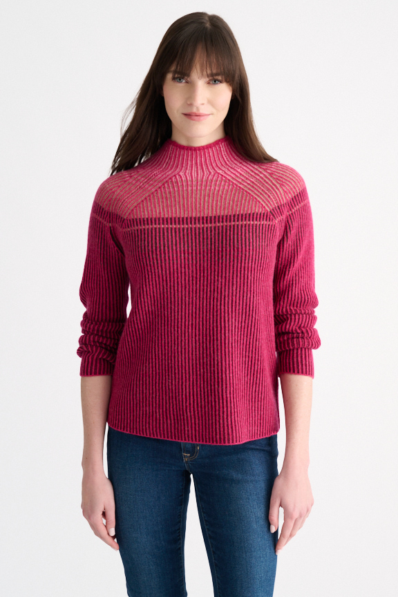 Plaited Rib Colorblock Funnel - Kinross Cashmere