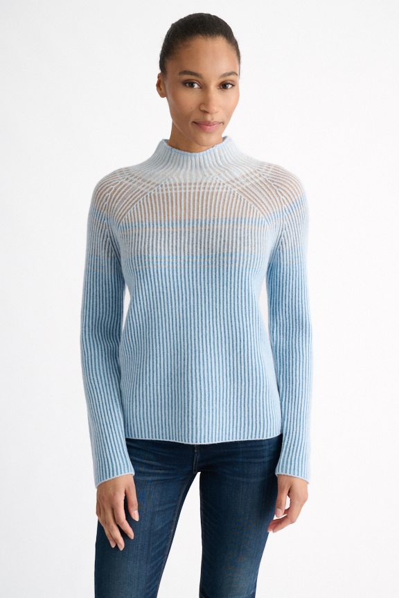 Plaited Rib Colorblock Funnel - Kinross Cashmere
