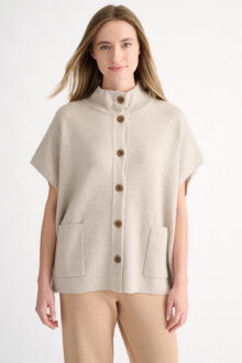S/L Button Mock Cardigan - Kinross Cashmere