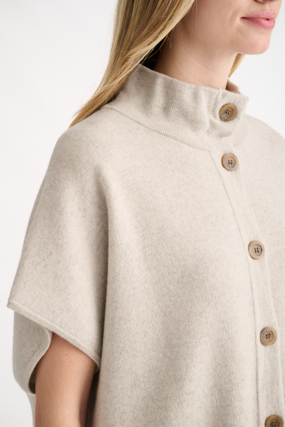 S/L Button Mock Cardigan - Kinross Cashmere