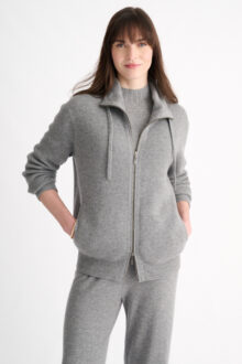 Rib Zip Mock Cardigan - Kinross Cashmere