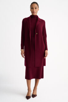 Rib Sleeve Notch Collar Cardigan - Kinross Cashmere