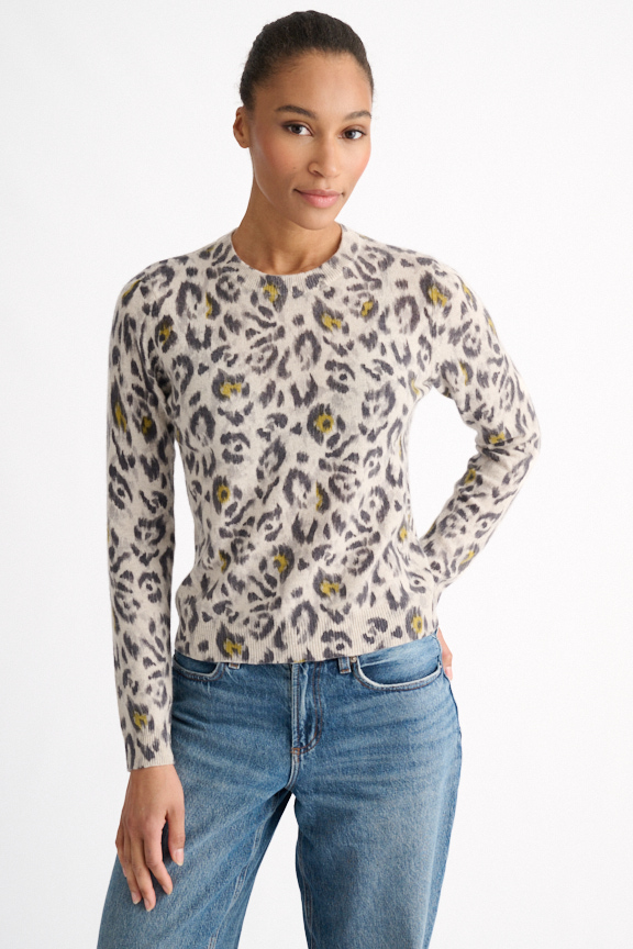 Animal Print Crew - Kinross Cashmere