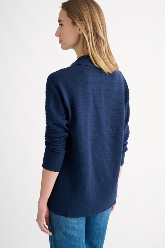 Easy Horizontal Rib Cardigan - Kinross Cashmere
