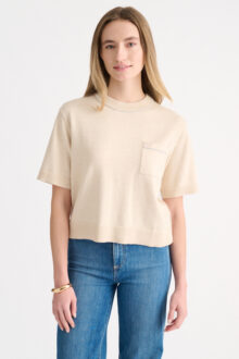 Tipped Short Sleeve Crew - Kinross Cashmere