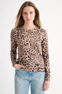 Leopard Print Crew - Kinross Cashmere